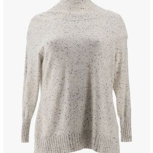 $200 Isaac Mizrahi Live 100% Cashmere donegal grey speckle mock neck tunic